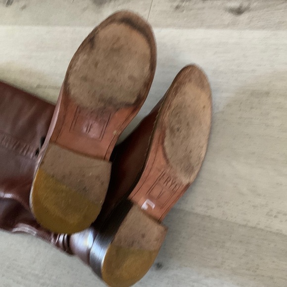 Frye Brown Shirley Leather Knee‎ High Tall Boots Women's Size 5 1/2 B riding - Picture 14 of 16